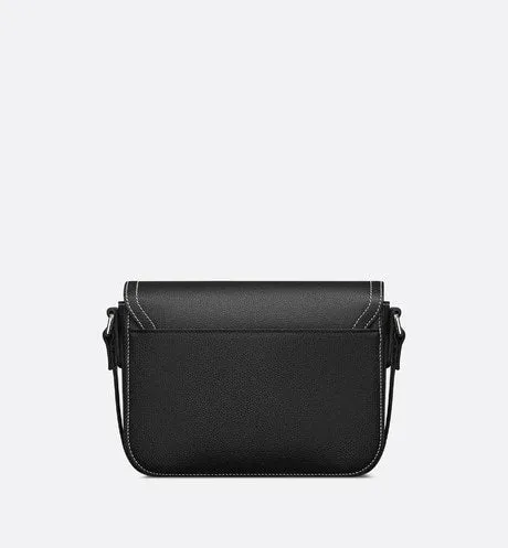 Mini Saddle Bag with Strap • Black Grained Calfskin