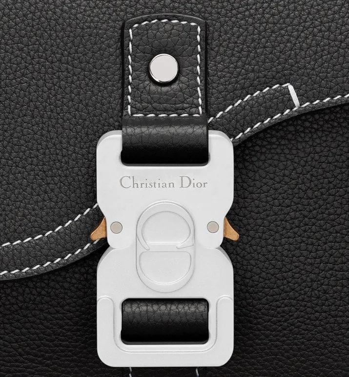 Mini Saddle Bag with Strap • Black Grained Calfskin