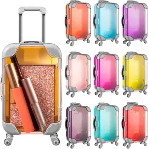 Mini Suitcase Party Favor Box, 8.66 x 3.54 x 1.77 Inches Plastic Mini Luggage Party Favor Box, 10 Colors Doll Suitcase for Birthday Wedding Travel Bachelorette Party Jewelry False Eyelashes Storage