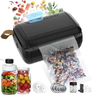 Mini Vacuum Sealer for Food, 10 in 1 Mini Bag Sealer Heat Seal with Cutter Rechargeable Cordless Handheld Vacuum Sealer Bag Resealer for Snacks Plastic Bag Marson Jar Food Storage- Black