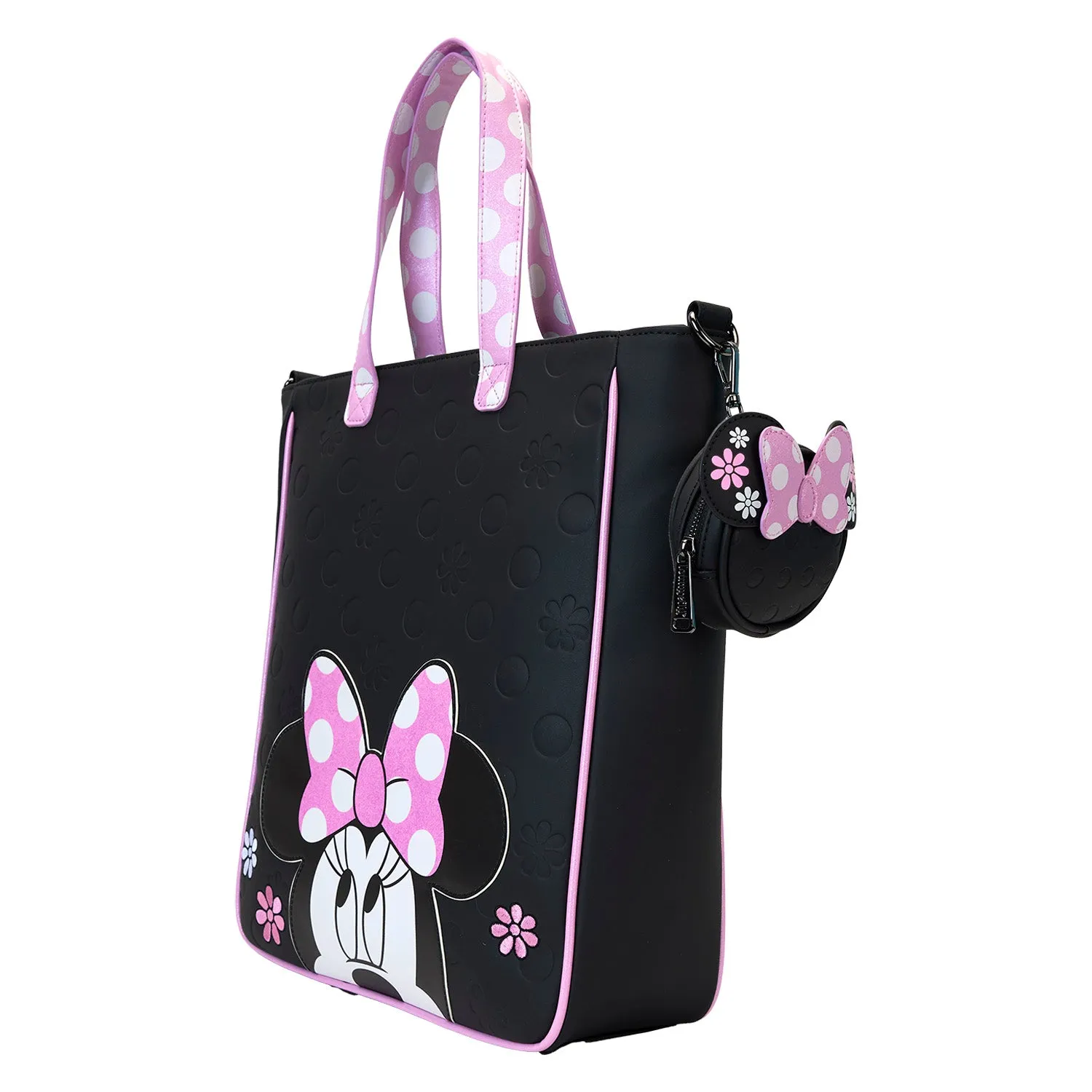 Minnie Mouse Floral Rock The Dots Disney Loungefly Tote Bag With Coin Bag