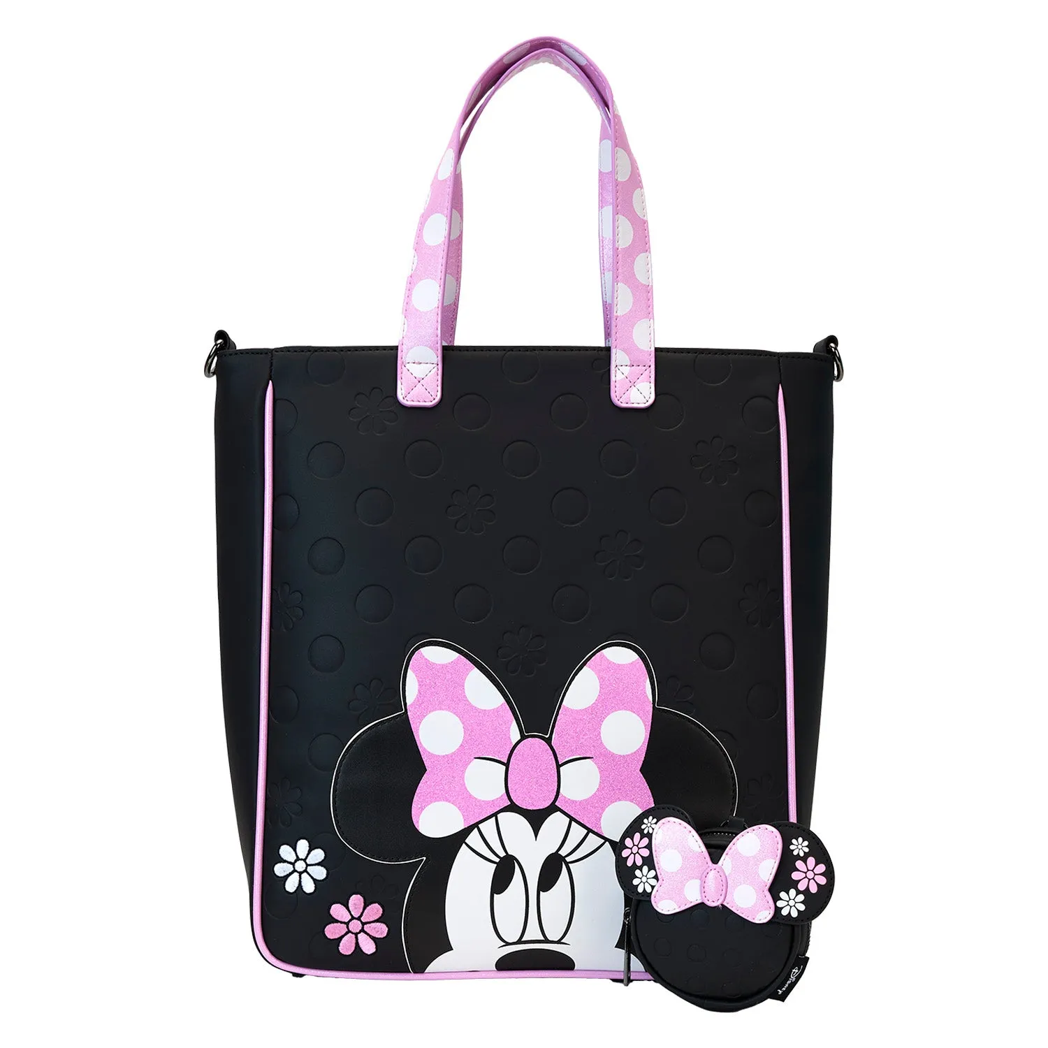 Minnie Mouse Floral Rock The Dots Disney Loungefly Tote Bag With Coin Bag