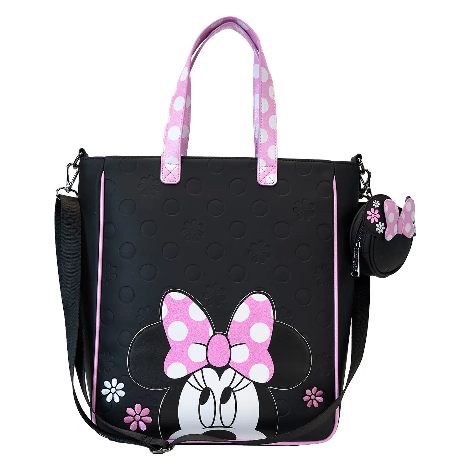 Minnie Mouse Floral Rock The Dots Disney Loungefly Tote Bag With Coin Bag