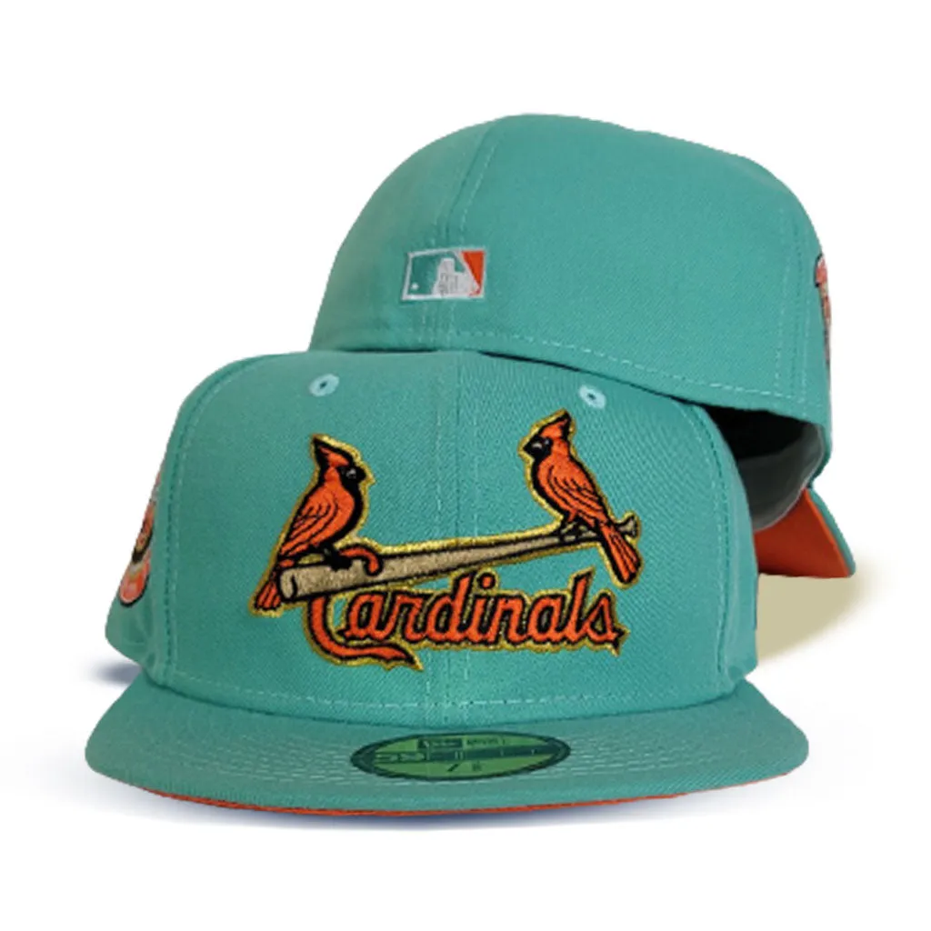 Mint Green St. Louis Cardinal Orange Bottom 30th Anniversary Busch Stadium Side Patch New Era 59Fifty Fitted
