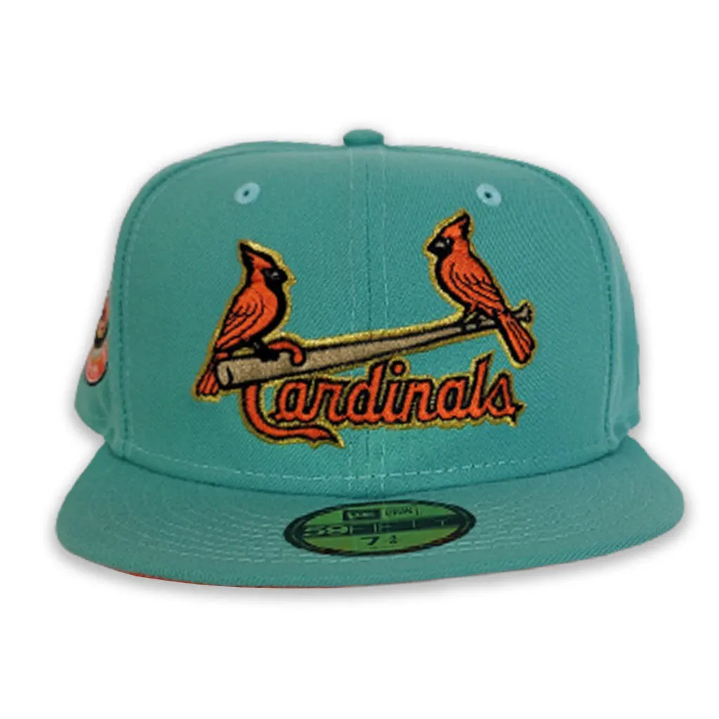 Mint Green St. Louis Cardinal Orange Bottom 30th Anniversary Busch Stadium Side Patch New Era 59Fifty Fitted