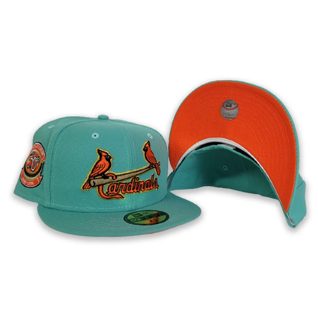 Mint Green St. Louis Cardinal Orange Bottom 30th Anniversary Busch Stadium Side Patch New Era 59Fifty Fitted