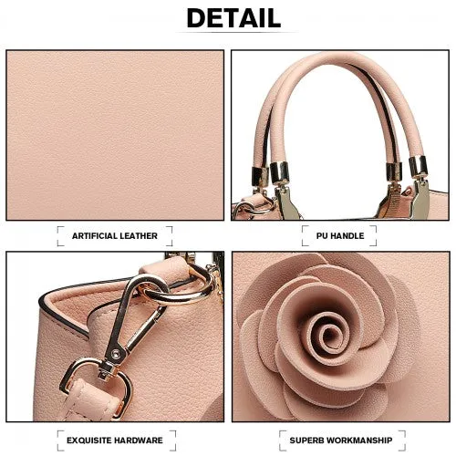 Miss Lulu PU Leather Rose Hanging Ornament Handbag - Pink