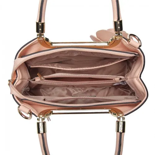 Miss Lulu PU Leather Rose Hanging Ornament Handbag - Pink