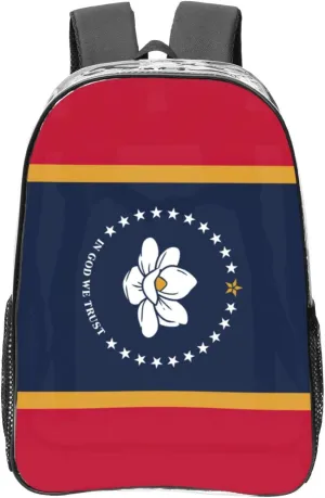 Mississippi State Flag print Clear Backpack Bag for Office Travel, Concerts, Work, Festivals Sporting Events Women Men