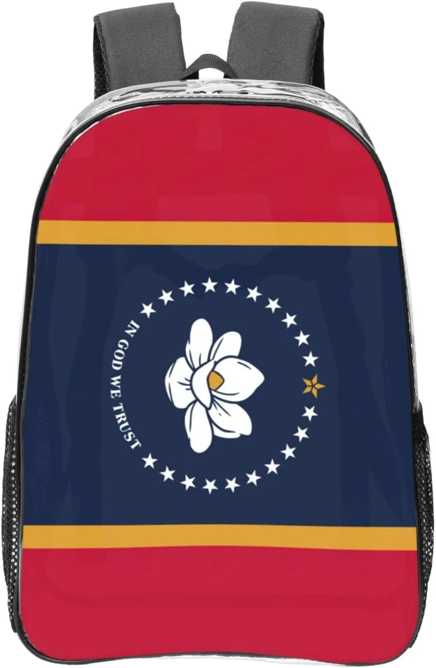 Mississippi State Flag print Clear Backpack Bag for Office Travel, Concerts, Work, Festivals Sporting Events Women Men