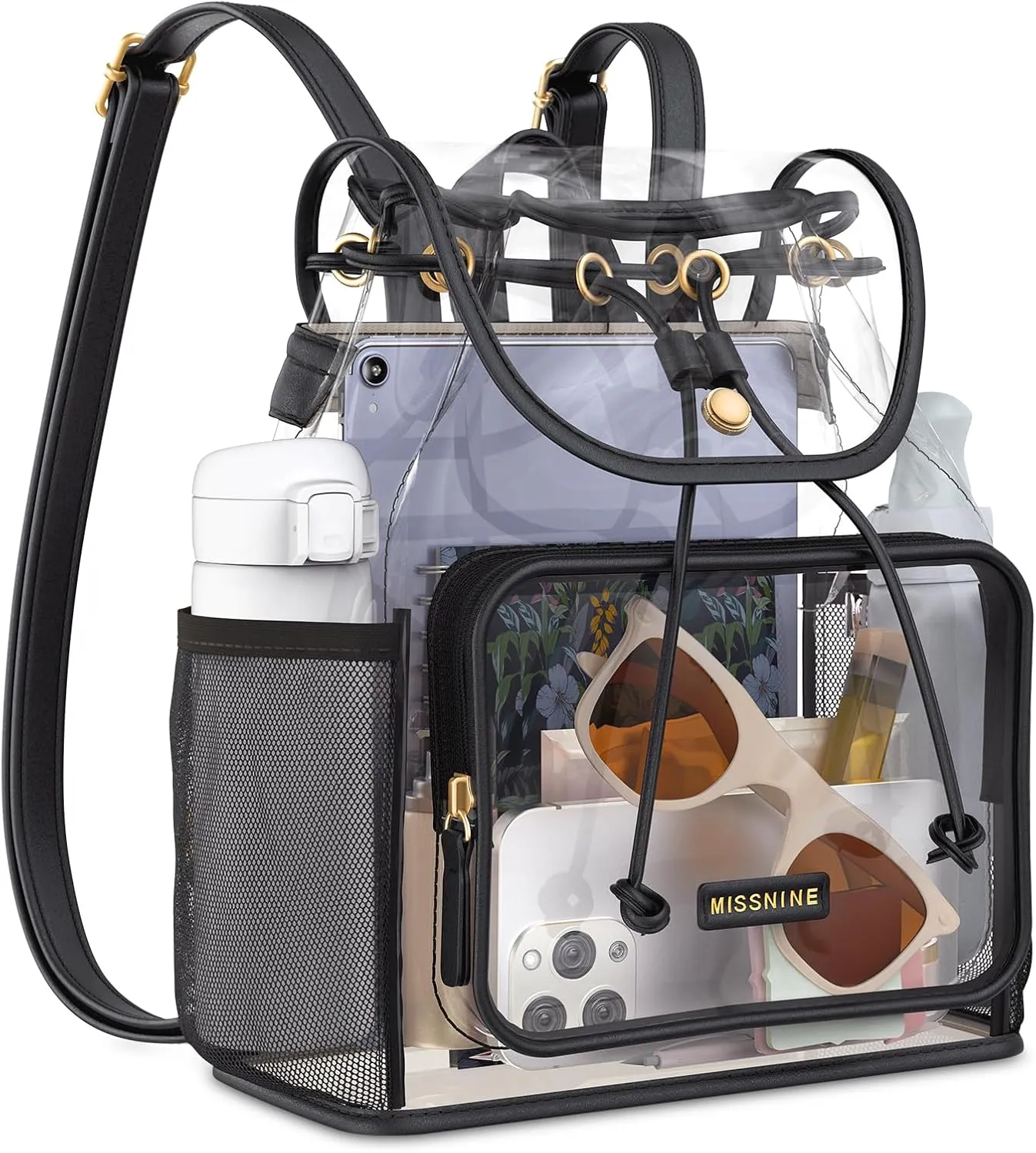 Missnine Clear Backpack for Stadium Events, Thick PVC Mini Clear Bag Stadium Approved for Concert Work Sports Events Games Festivals Travel
