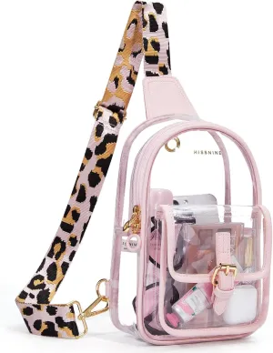 Missnine Clear Bag for Stadium Events Clear Sling Bag Fanny Pack Crossbody Purse for Sport Concert with Side Mesh Pocket
