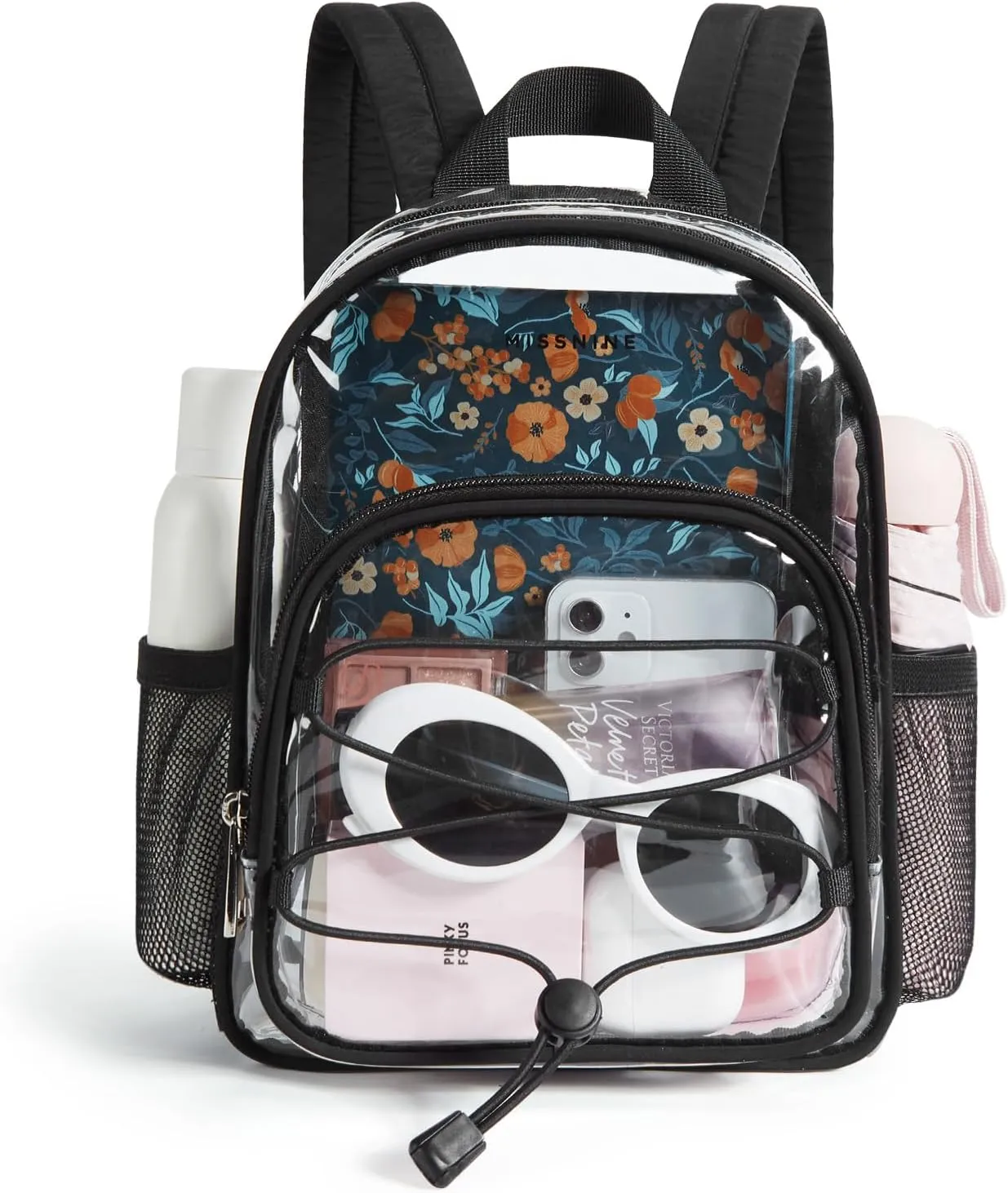 Missnine Mini Clear Backpack for Stadium Events, Small Clear Bag Stadium Approved with Reinforced Straps for Festivals, Sport Events