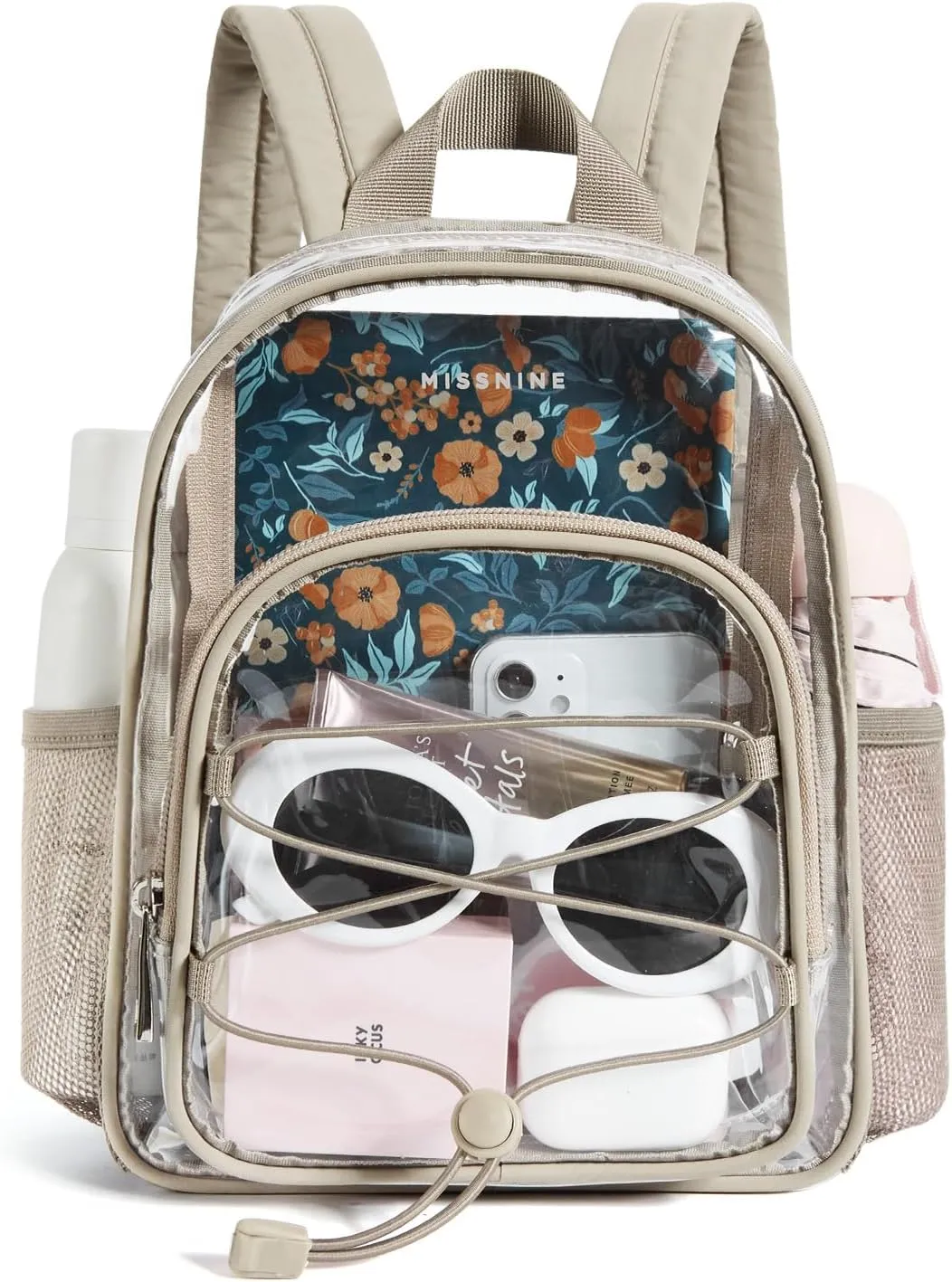 Missnine Mini Clear Backpack for Stadium Events, Small Clear Bag Stadium Approved with Reinforced Straps for Festivals, Sport Events