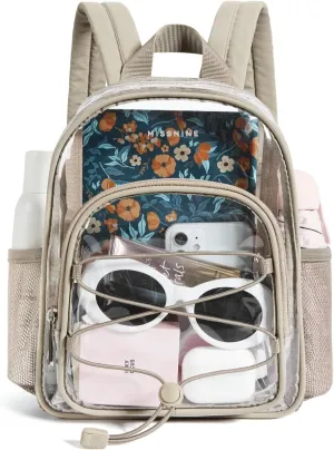 Missnine Mini Clear Backpack for Stadium Events, Small Clear Bag Stadium Approved with Reinforced Straps for Festivals, Sport Events