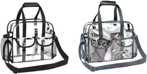 MOFASVIGI Clear Bag Stadium Approved Transparent Waterproof Clear Tote Bags for Work, Sports Games, Concerts,Travel-12 x12 x6