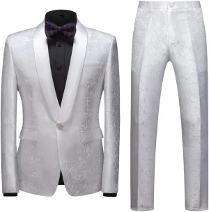 MOGU Mens 2 Piece Suit Slim Fit Shawl Lapel Tuxedo for Daily Business Wedding Party (Suit Jacket   Pants)