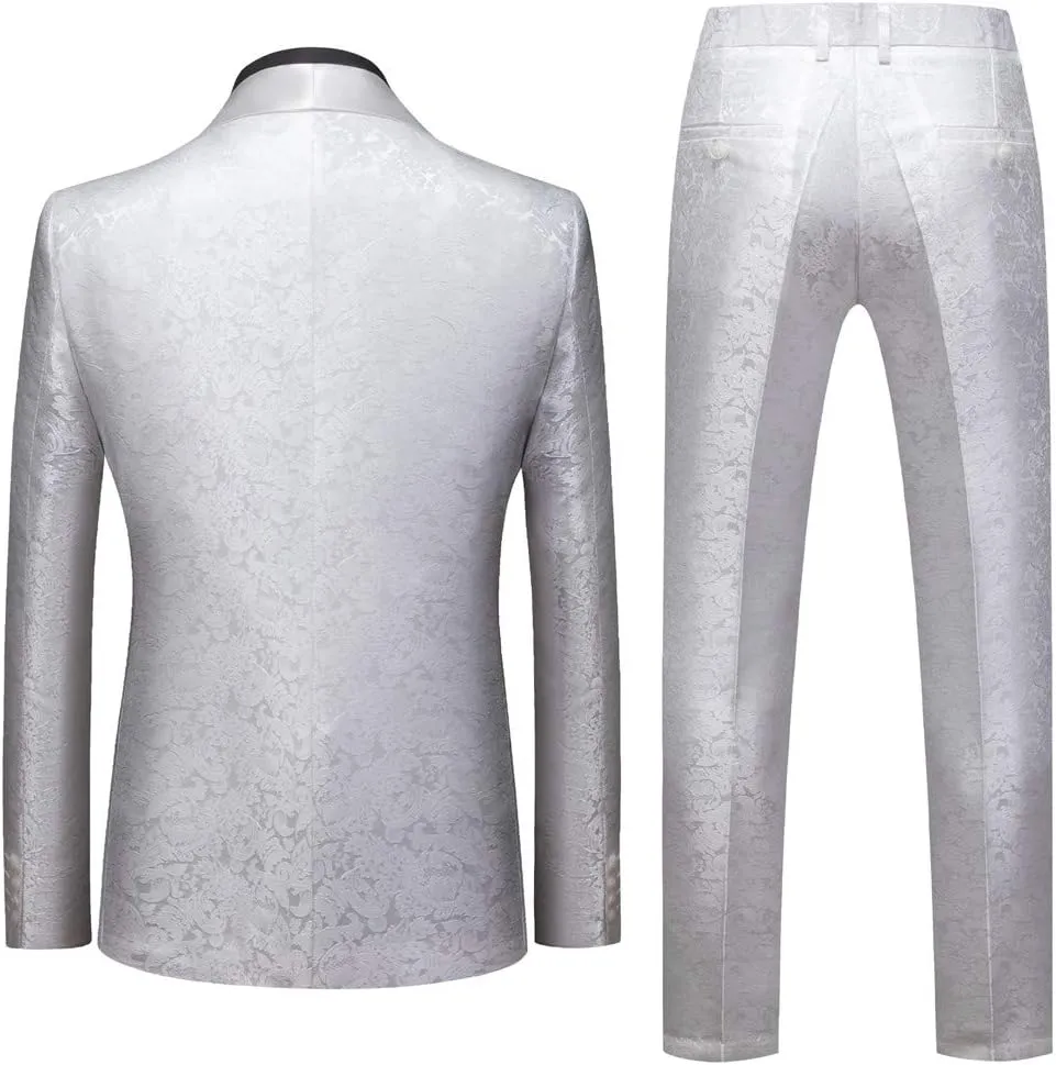 MOGU Mens 2 Piece Suit Slim Fit Shawl Lapel Tuxedo for Daily Business Wedding Party (Suit Jacket   Pants)