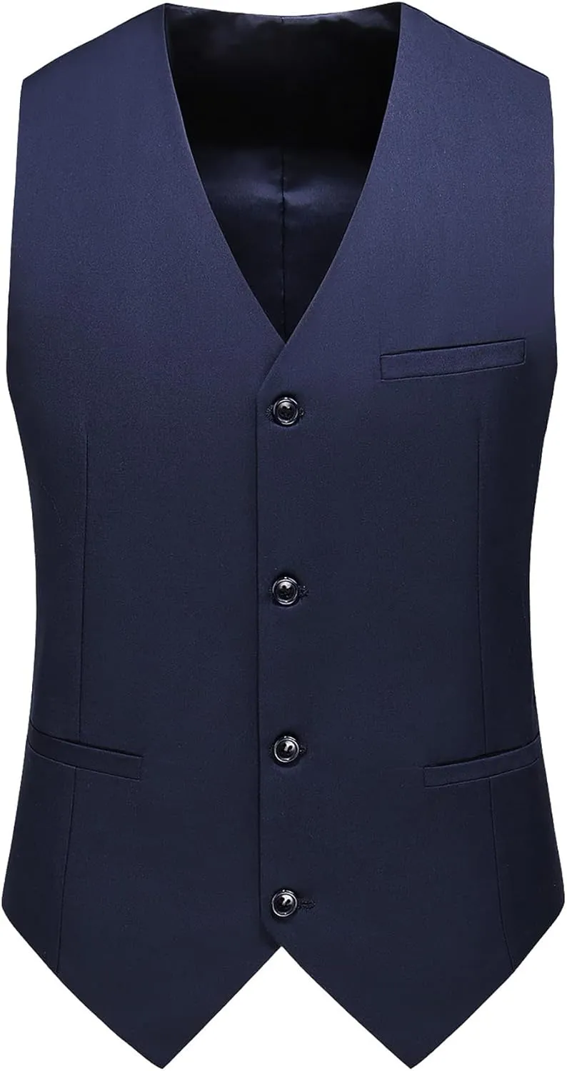 MOGU Mens 3 Piece Suit Slim Fit Pure Color Tuxedos for Wedding Prom