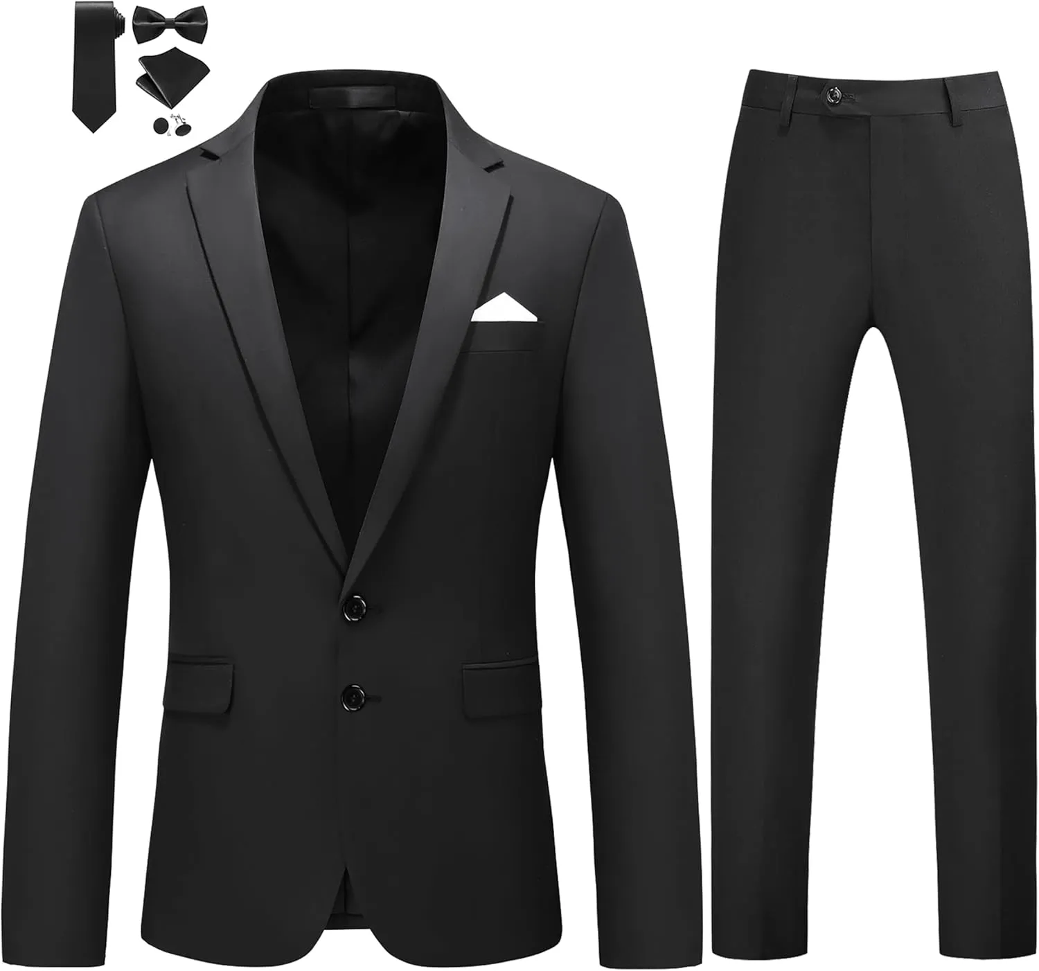 MOGU Mens Slim Fit Suit 2 Piece Tuxedo for Prom Business Wedding Dance (Suit Jacket   Pants)
