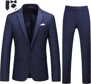MOGU Mens Slim Fit Suit 2 Piece Tuxedo for Prom Business Wedding Dance (Suit Jacket   Pants)