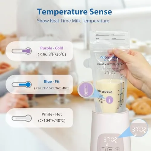 MomMed Breastmilk Storage Bags, Leak Proof Milk Storage Bags for Breastfeeding, Temp-Sensing Discoloration Disposable Breast Milk Bag with Pour Spout, 6 Ounce, Doubled-Sealed, BPA Free, 220Pack