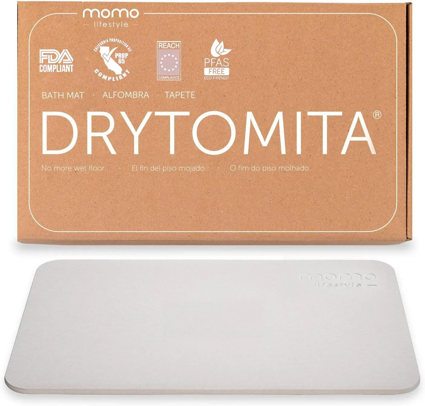 Momo Lifestyle Stone Bath Mat Drytomita – Quick Drying Diatomaceous Earth, Ultra Absorbent (23.6 X 15.4 Inches) Linen Grey