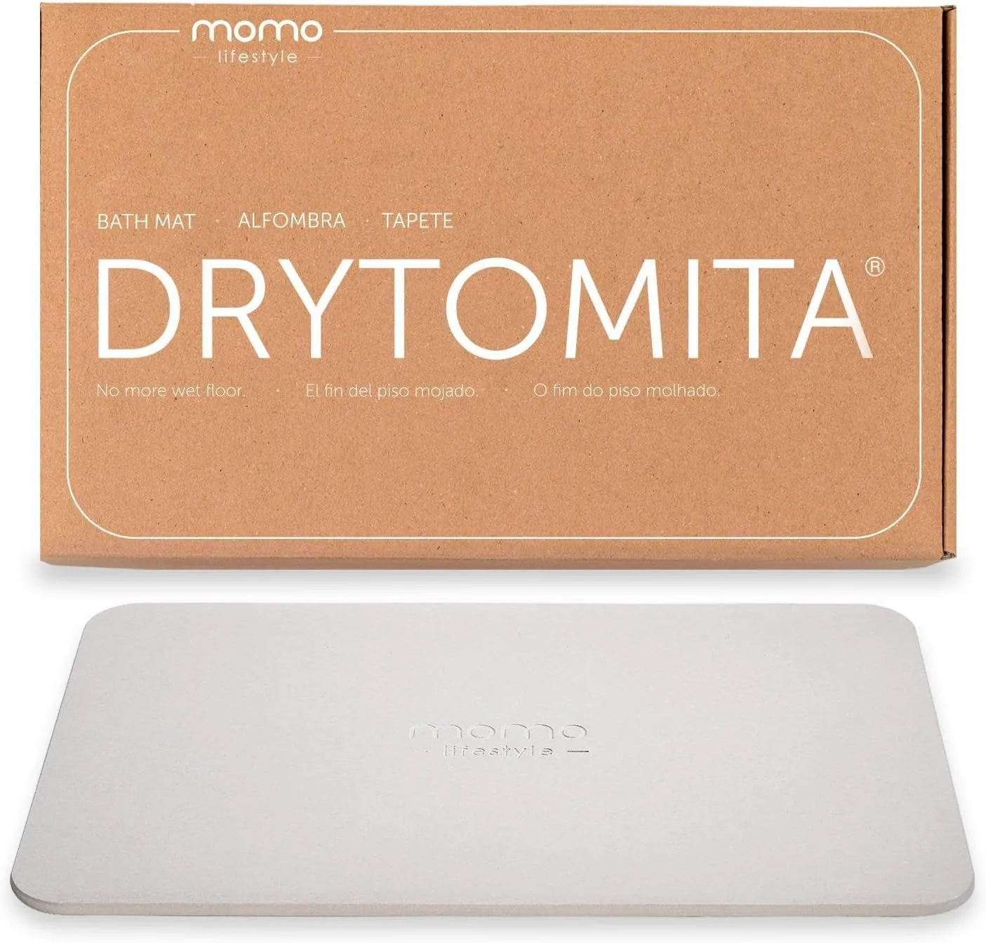 Momo Lifestyle Stone Bath Mat Drytomita – Quick Drying Diatomaceous Earth, Ultra Absorbent (23.6 X 15.4 Inches) Linen Grey