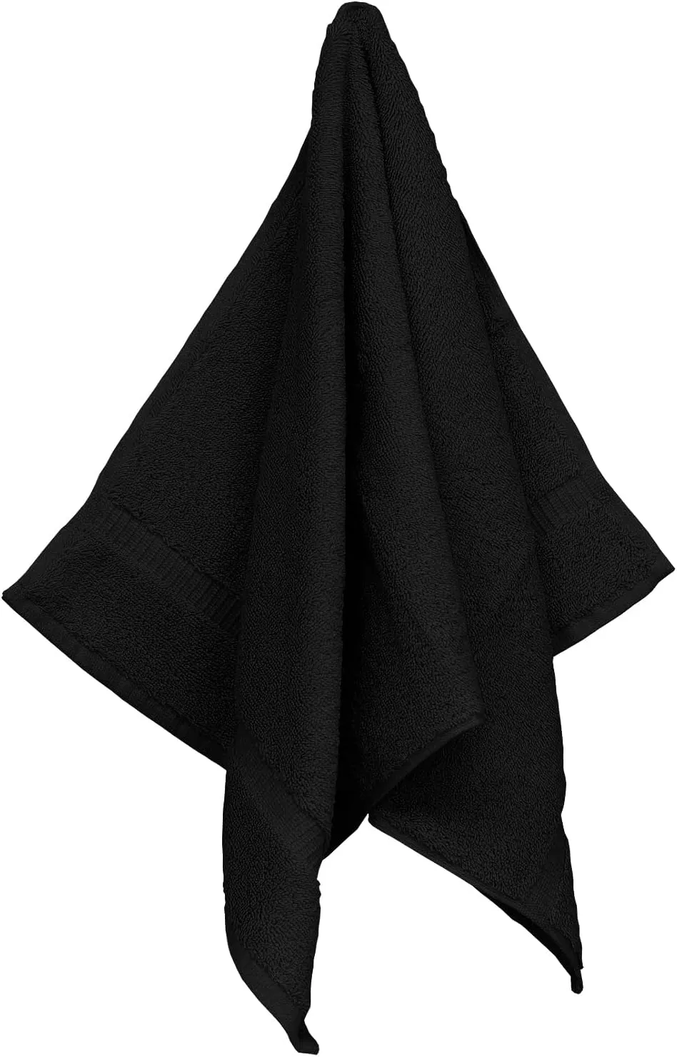 Monogrammed Hand Towel, Personalized Gift, 16 x 30 Inches - White Letter Embroidered with Wreath Design on Black Towel - Extra Absorbent - 100% Turkish Cotton - Soft Terry Finish - Initial P