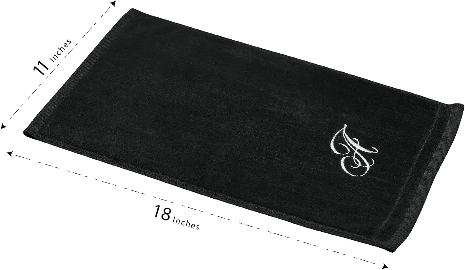 Monogrammed Towels Fingertip, Personalized Gift, 11 x 18 Inches - Set of 2 White Embroidered Towel - Extra Absorbent 100% Cotton - Soft Velour Finish - For Bathroom/ Kitchen/ Spa - Initial A (Black)