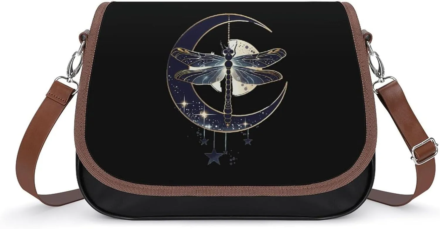 Moon Nature Insect Dragonfly Crossbody Bags for Women Trendy Shoulder Satchel Purses Messenger Bag