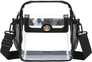 MOSISO Clear Purse for Women Stadium Approved, Clear Crossbody Bag with Adjustable Strap&Front Raised Pocket, TPU Transparent Messenger Bag for Concerts Sporting Events Festivals, Black