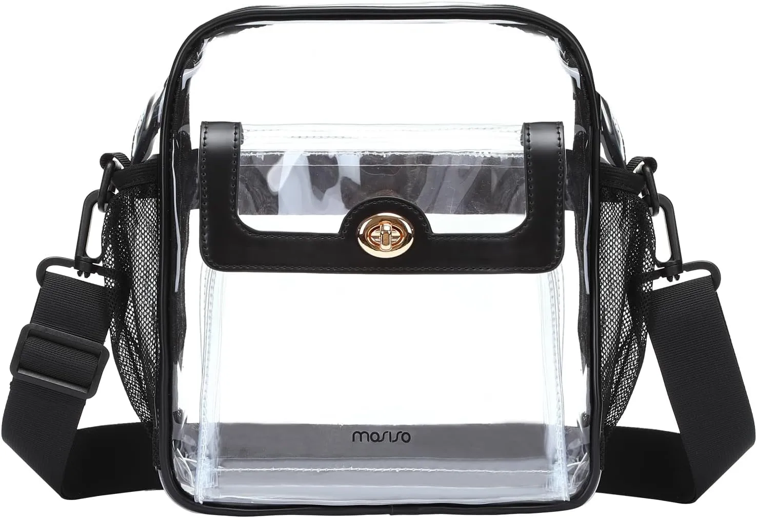 MOSISO Clear Purse for Women Stadium Approved, Clear Crossbody Bag with Adjustable Strap&Front Raised Pocket, TPU Transparent Messenger Bag for Concerts Sporting Events Festivals, Black
