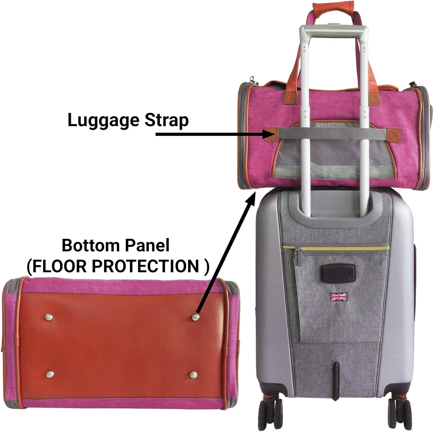 Mr. Peanut's Airline Approved Soft Sided Pet Carrier, Low Profile Gold Series Tote, Premium Brand Self Locking Zippers, Under Seat Compatibility, Plush Faux Fleece Bedding with a Sturdy Plywood Base