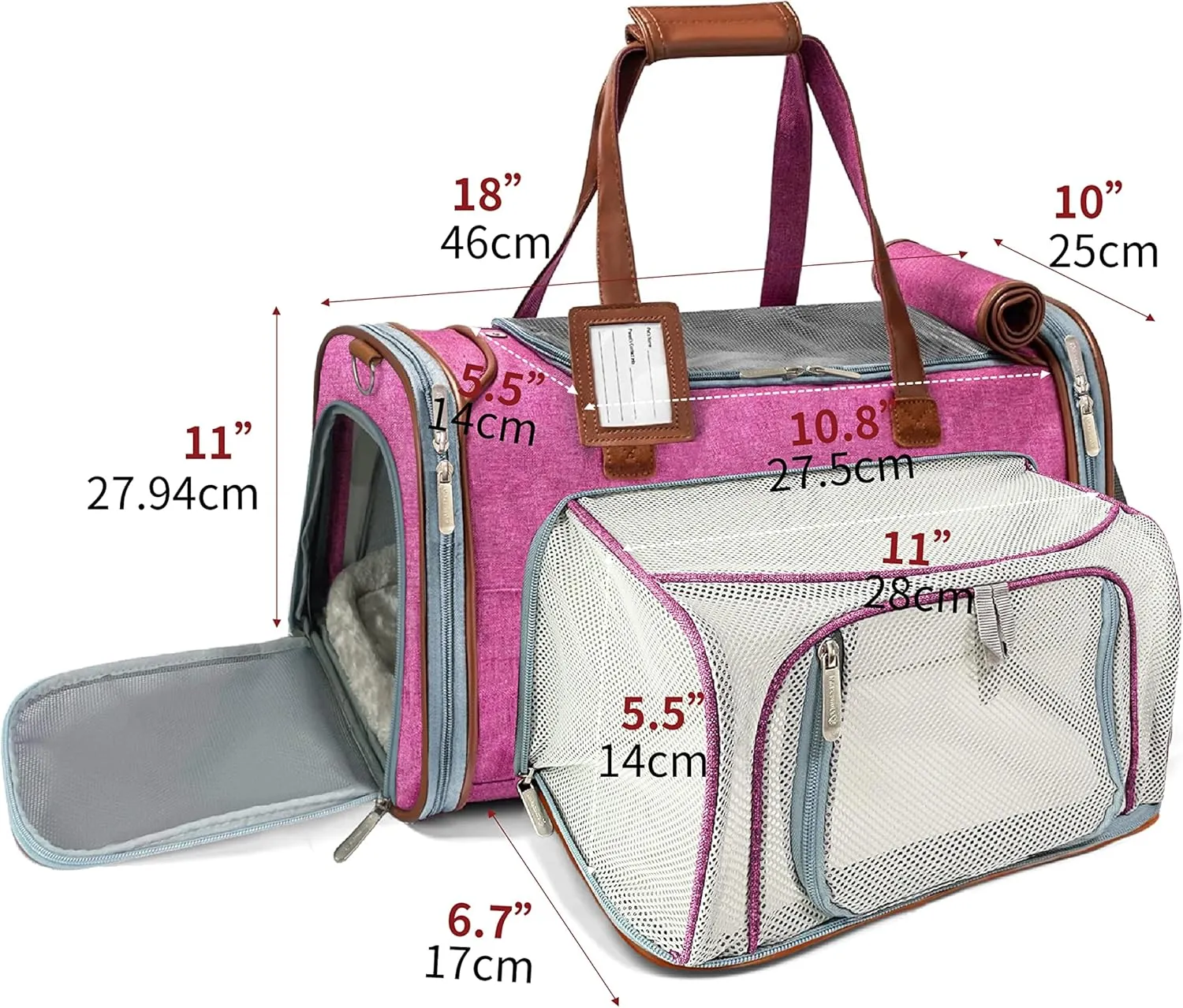 Mr. Peanut's Expandable Airline Approved Soft Sided Pet Carrier, Low Profile Gold Series Tote, Premium Brand Self Locking Zippers, Plush Faux Fleece Bedding with a Sturdy Plywood Base
