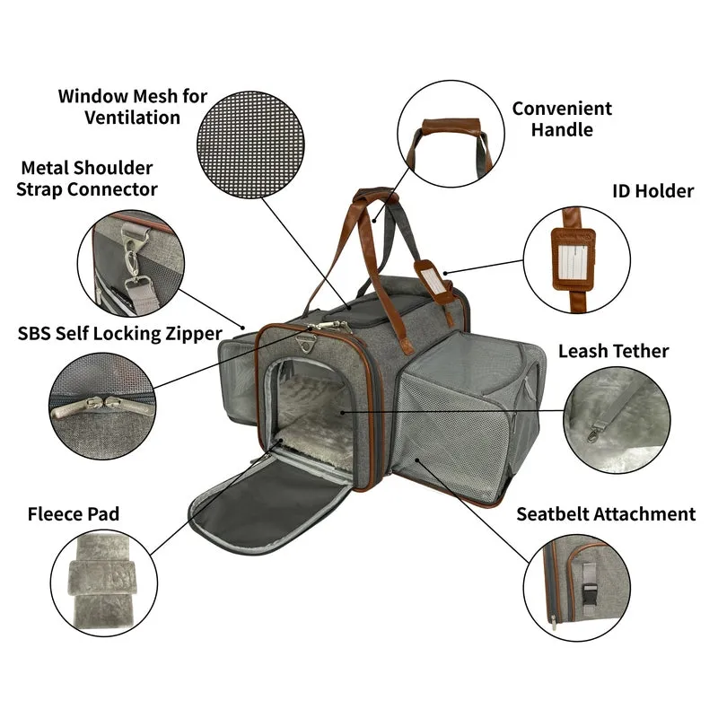 Mr. Peanut's Gold Series Standard Size Airline Compliant Double Expandable Pet Carrier