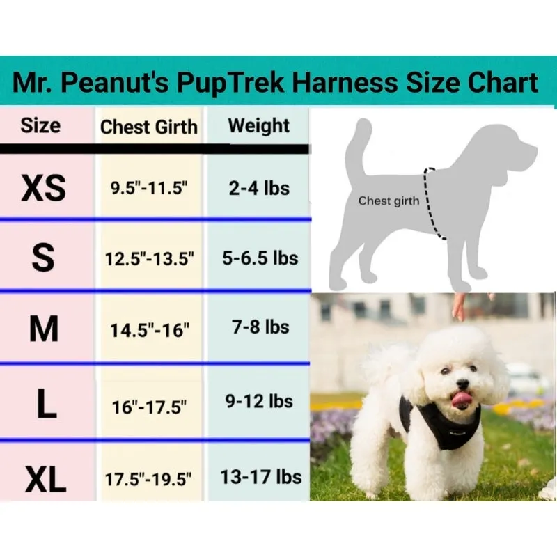 Mr. Peanut's PupTrek Harness and Leash Set,  Small Dog/Cat Soft Mesh Step In Harness Vest