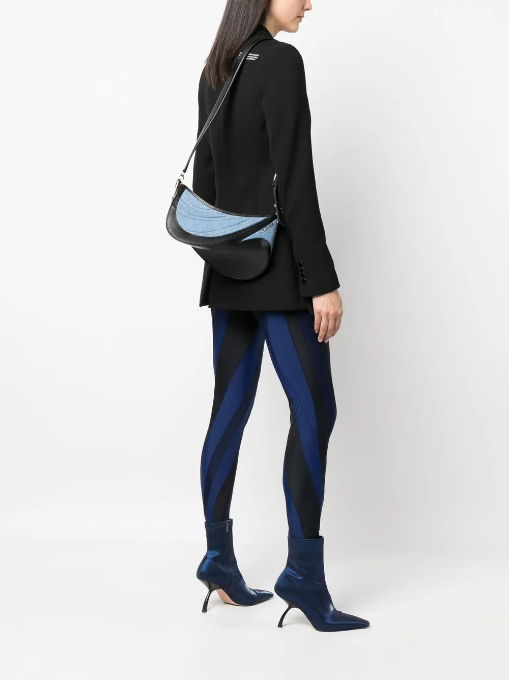 Mugler Pre Spiral Curve 01 Denim Shoulder Bag