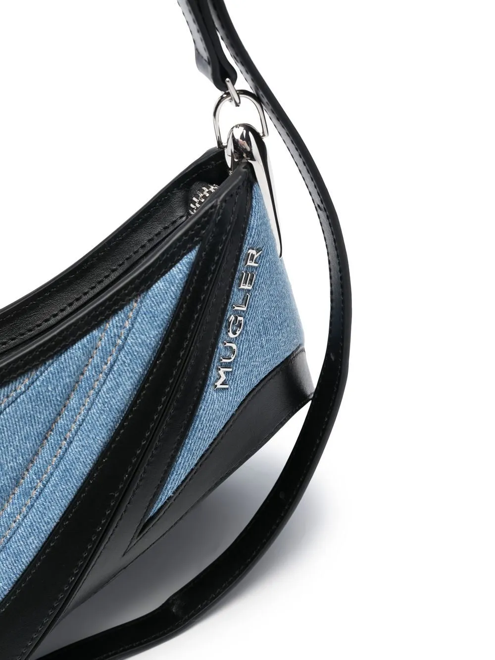 Mugler Pre Spiral Curve 01 Denim Shoulder Bag