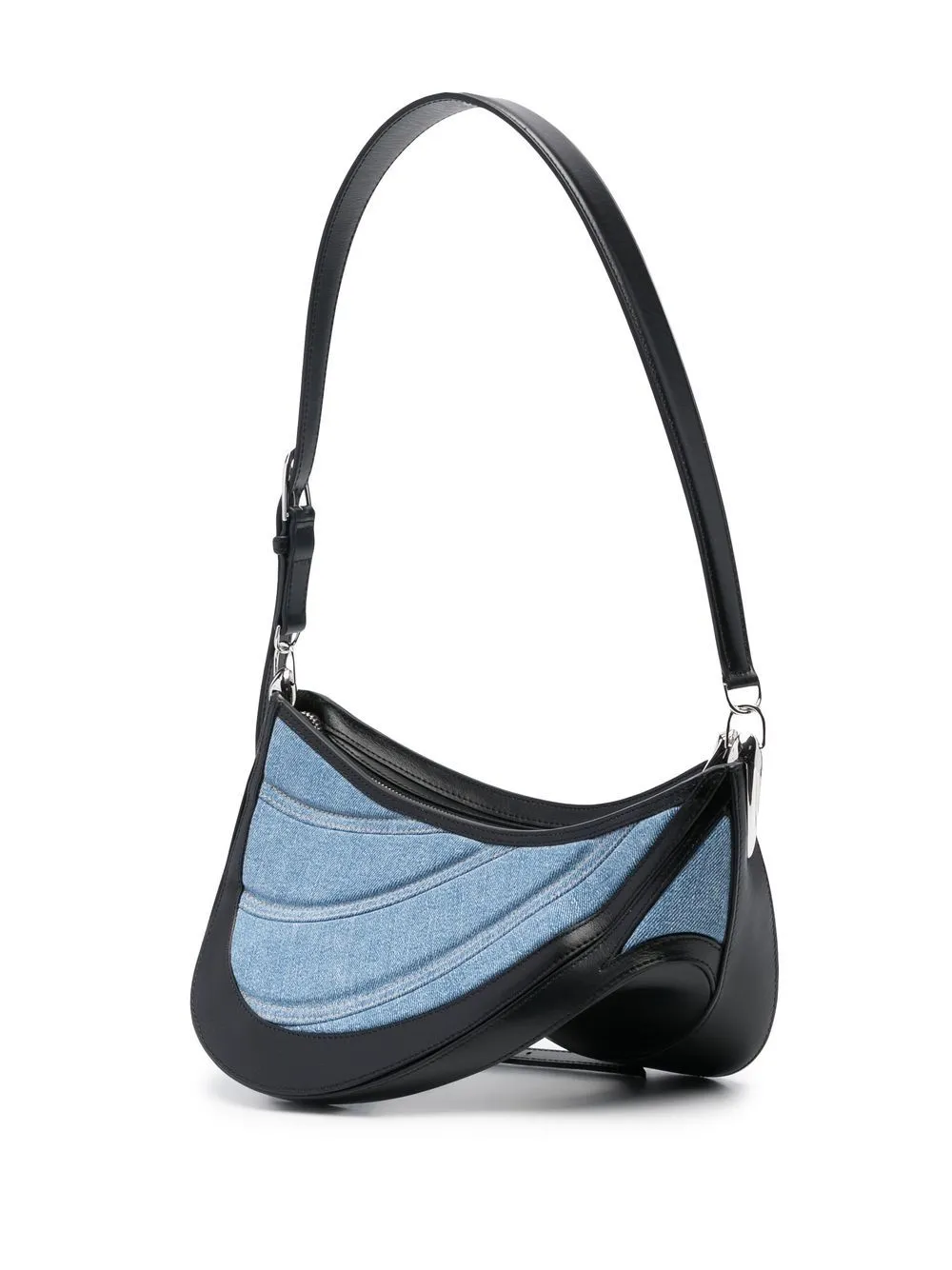 Mugler Pre Spiral Curve 01 Denim Shoulder Bag