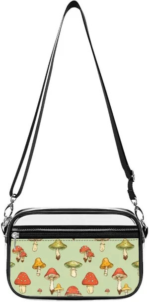 Mushroom With Dot Clear Bag PVC Clear Crossbody Purse Bag Transparent Shoulder Handbag with Adjustable Strap