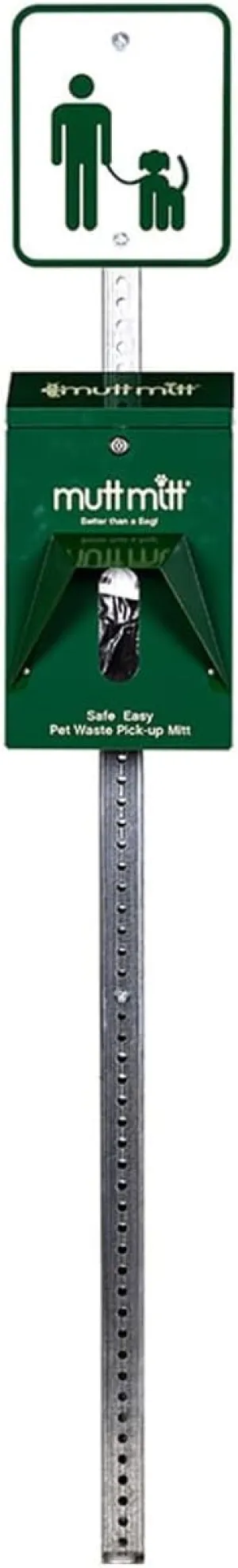 Mutt Mitt® Rustproof Commercial Grade Aluminum Mini Dog Waste Station with 400 dog waste bags (No Trash Can) (Green - Singles Bags)