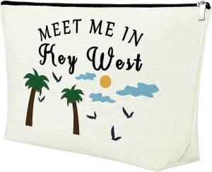 Mxrymvu Key West Gifts for Women Makeup Bag Key West Themed Gifts Travel Cosmetic Bag Key West Gift Ideas Key West Holiday Gift Zippered Travel Bag Christmas Birthday Gift Meet Me In Key West