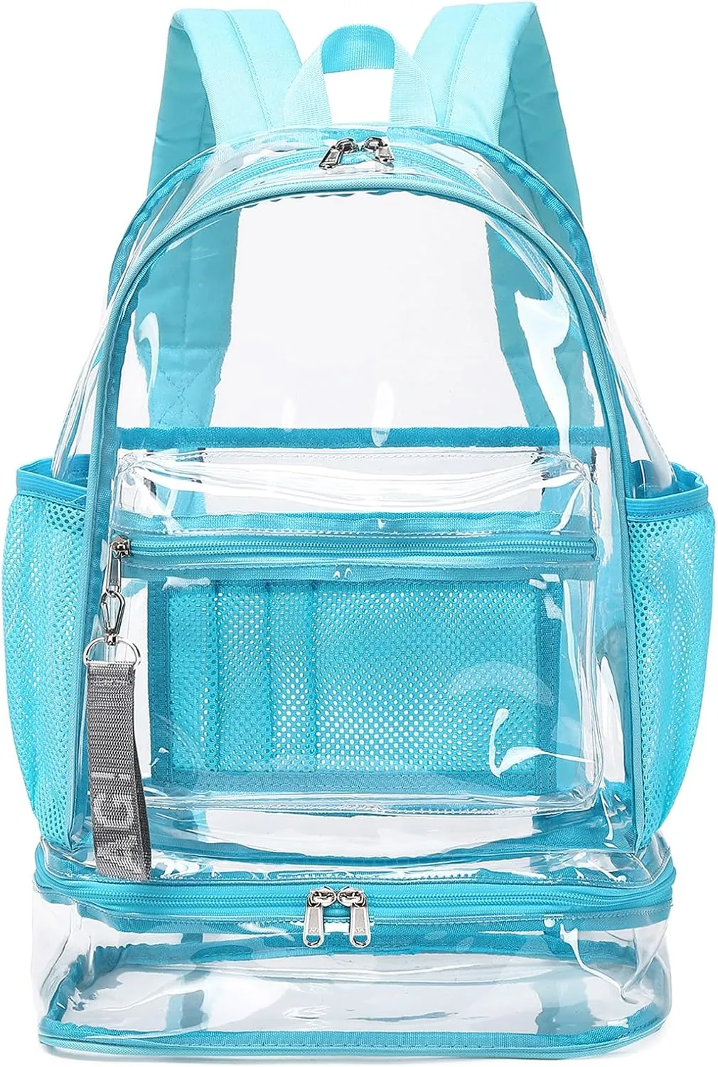 mygreen Clear Backpack with Bottom Compartment for Lunch Box or Shoes, 2-in-1 Design for School, Sports, Work, Stadium, Security, Travel, College Blue