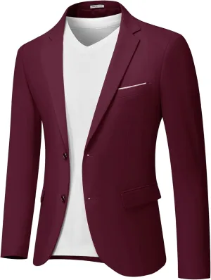 MY'S Men's Slim Fit Blazer, Two Button Casual Lightweight Jacket, Sport Coat for Daily