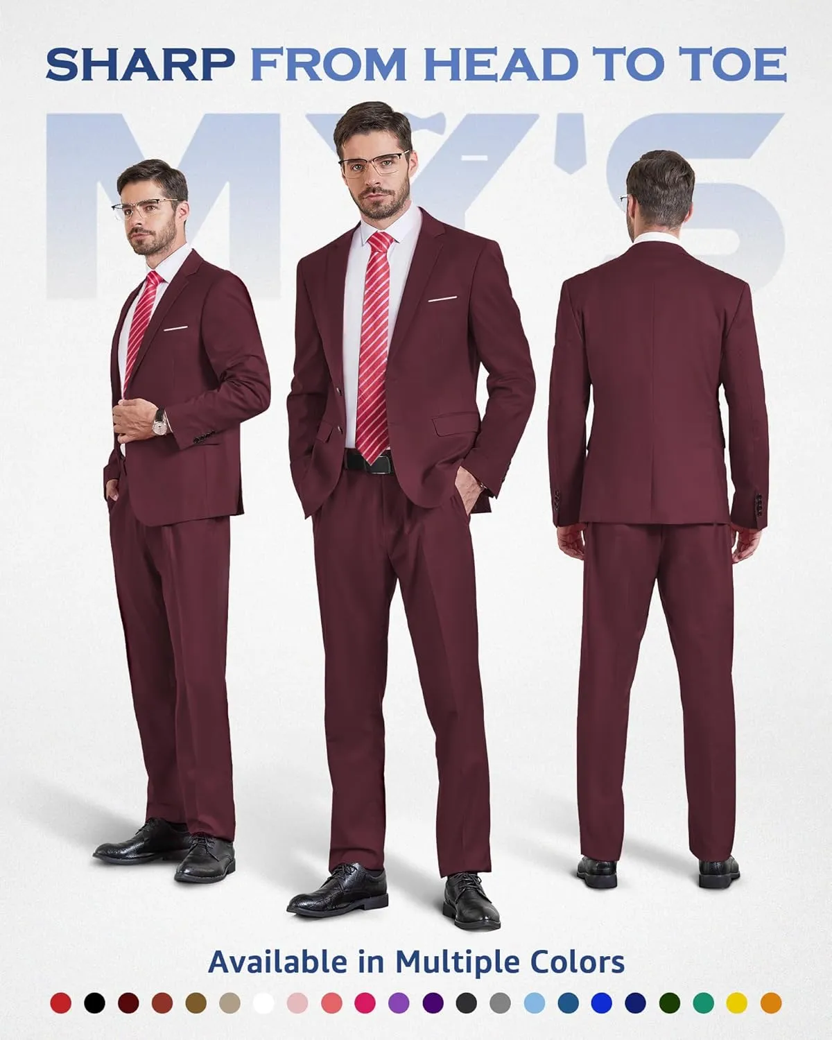 MY'S Men's Slim Fit Blazer, Two Button Casual Lightweight Jacket, Sport Coat for Daily