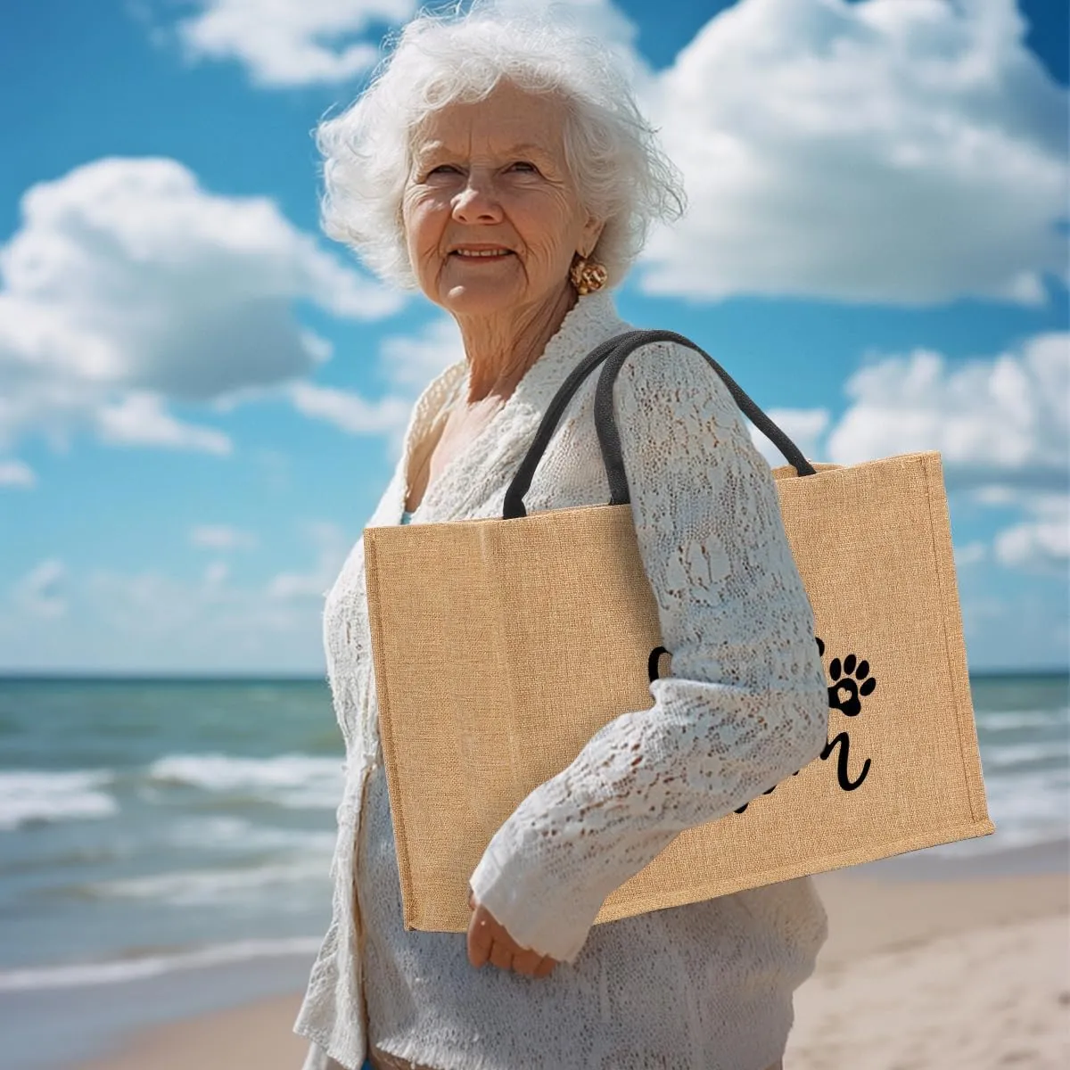 Nanny Mama Mom Memaw Abuela Granny Mimi Aunt Grandma Gigi Nana Gifts Burlap Tote Bag for Women