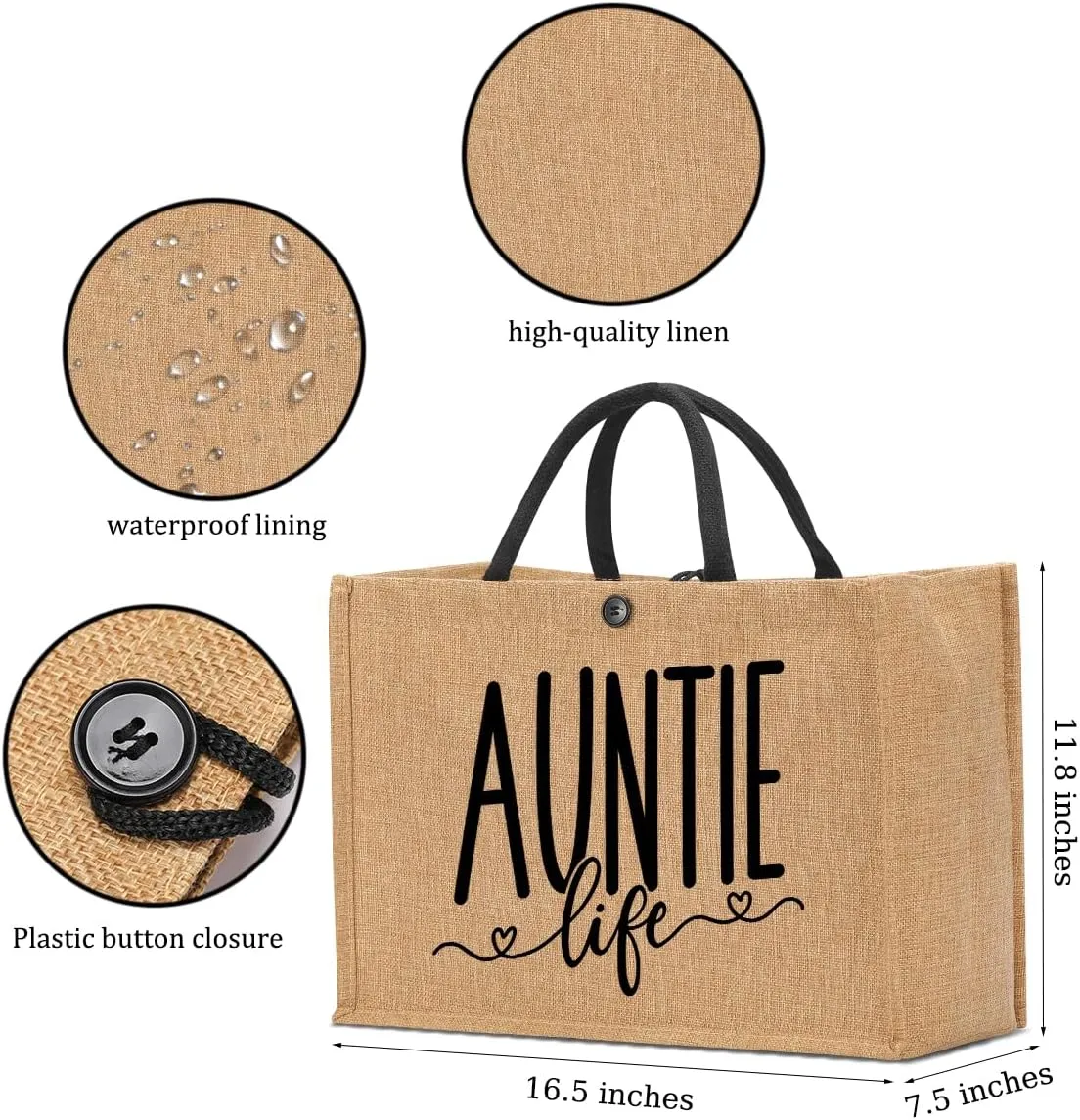 Nanny Mom Mama Memaw Abuela Granny Mimi Aunt Nana Gigi Grandma Gifts Burlap Tote Bag for Women Lady