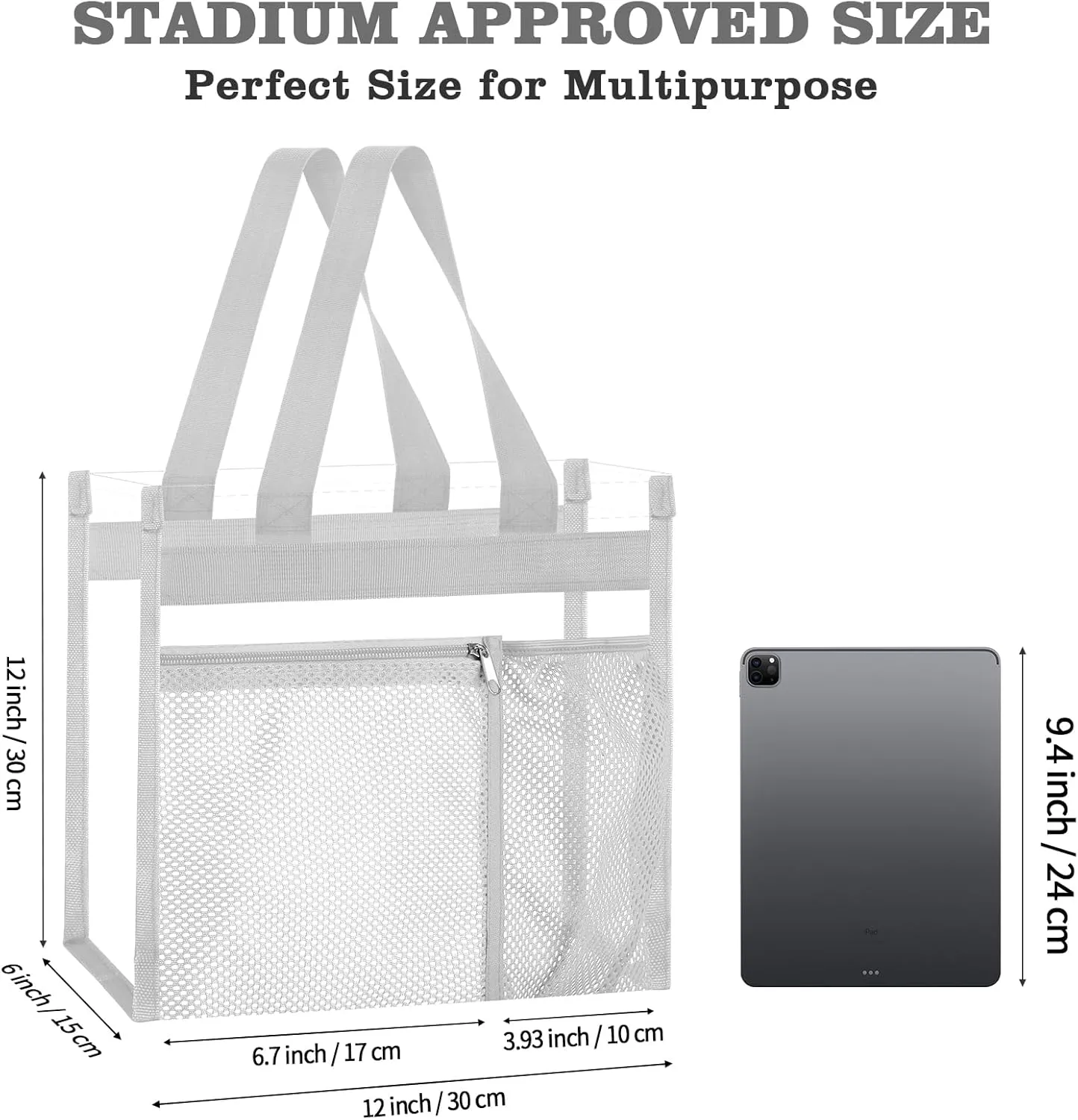 NATURAL STYLE 2-PACK Clear Bag Stadium Approved, Multifunction Clear Tote Bag for Travel Festival Work Concerts