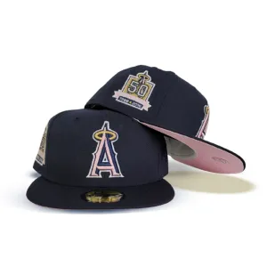 Navy Blue Los Angeles Angels Pink Bottom 50th Angel Stadium Side Patch New Era 59Fifty Fitted